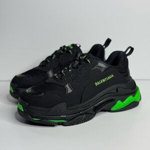 Balenciaga Triple S Black Fluo Green Sneakers Men’s Size 10US / EU43
